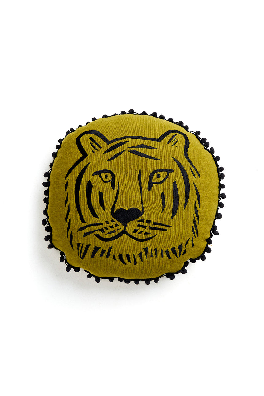 Cheeky Tiger Button Cushion