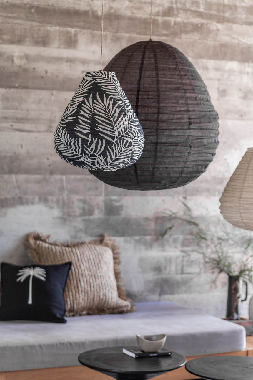 Cotton Palm Charcoal Tear Drop Lantern