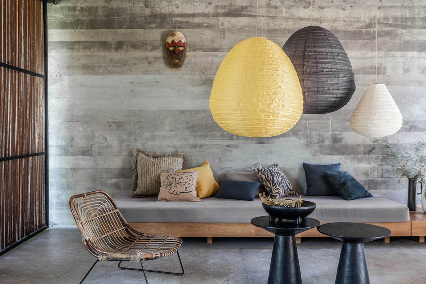 Linen Mustard Pear Lantern