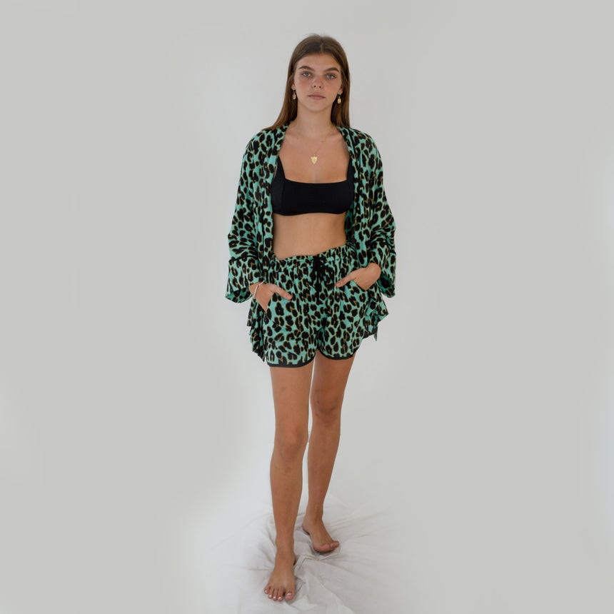 Leopard Kimono and Short Set