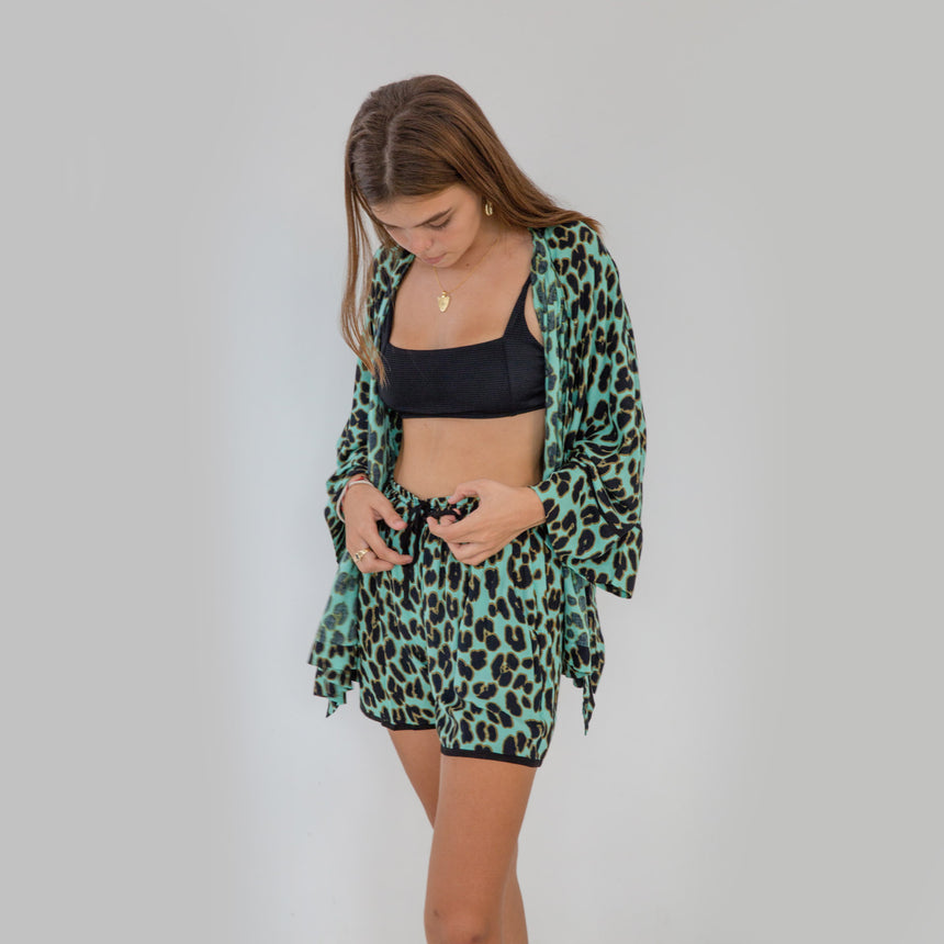 Leopard Kimono and Short Set