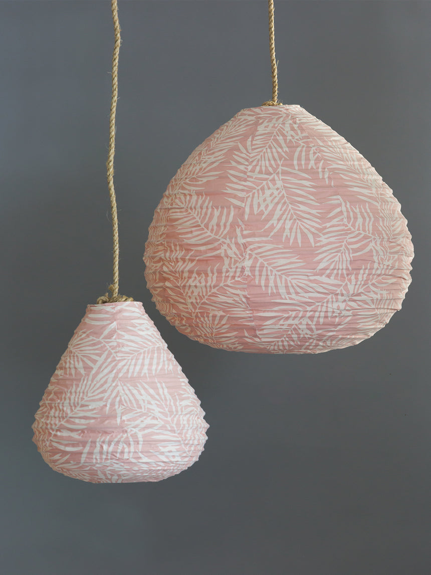 Cotton Pink Palm Leaf Lanterns